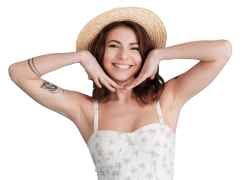 Photo of a happy woman with great skin