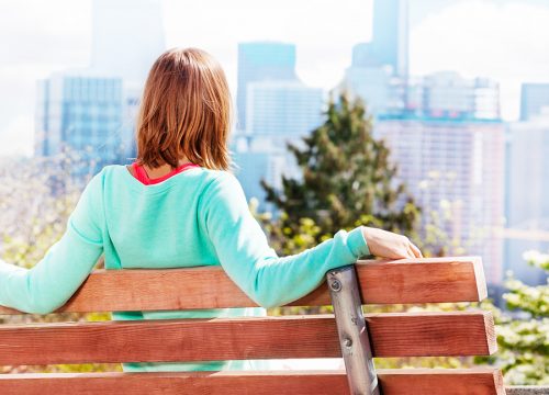 Woman sitting on a bench