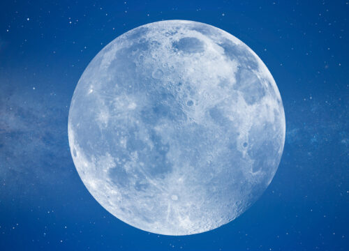 Full moon on a dark blue sky